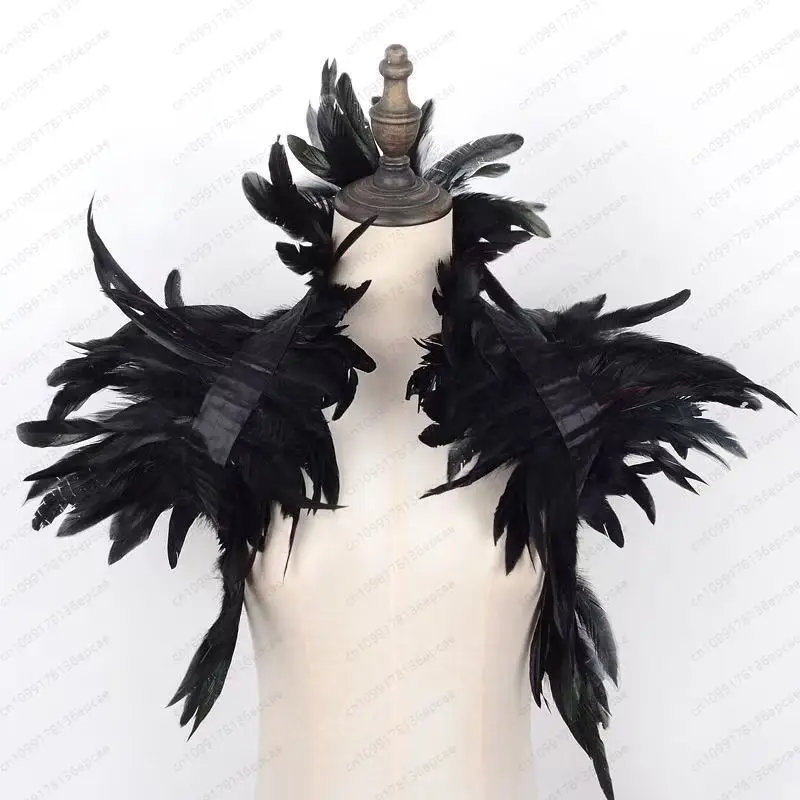 Gothic Feather Shawl Halloween Party Carnival Ball Show Feather Accessories Cape