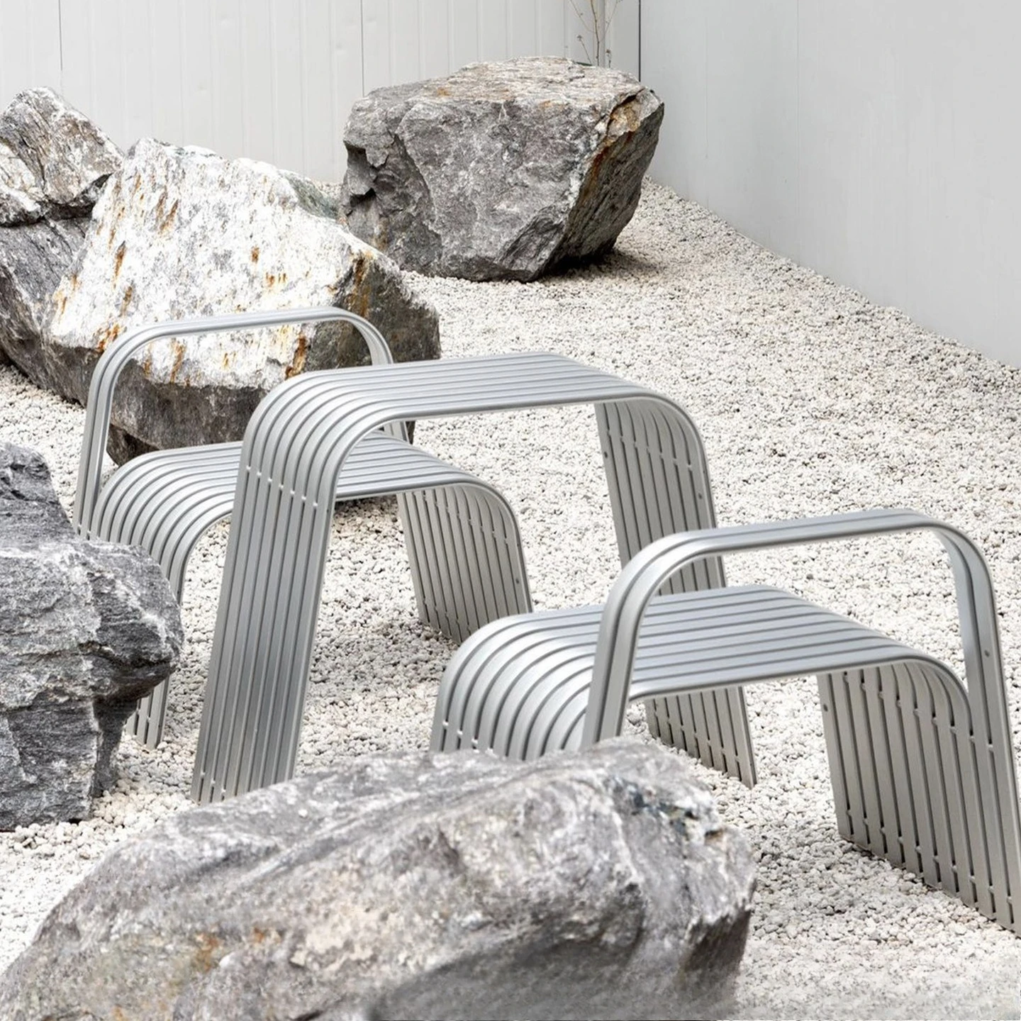 Nordic Korean minimalist outdoor tables, chairs and stools, carbon steel courtyard