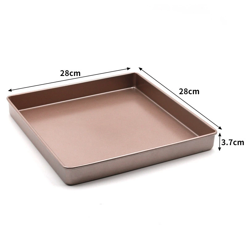 28cm Square Thicken Carbon Steel Bread Baking Pan Household Non-Stick Biscuits Pie Pizza Bread Tray Cake Mold Bakeware Tools