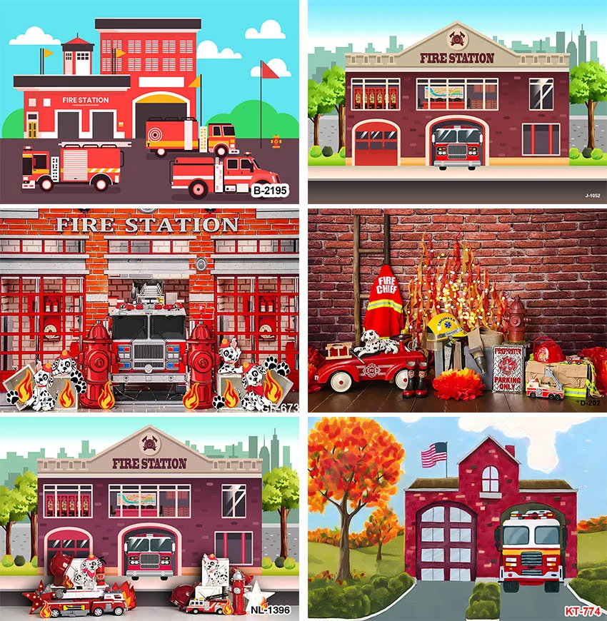 

Firetruck Birthday Fireman Fire Truck Firefighter Background Photo Party Baby Shower Decoration Custom Backdrop Banner Studio