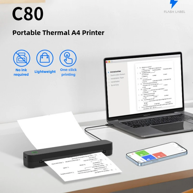 Stampante portatile senza fili per carta termica A4 2500mAh Trasferimento di tatuaggi Android e IOS per mini stampante portatile per auto da ufficio