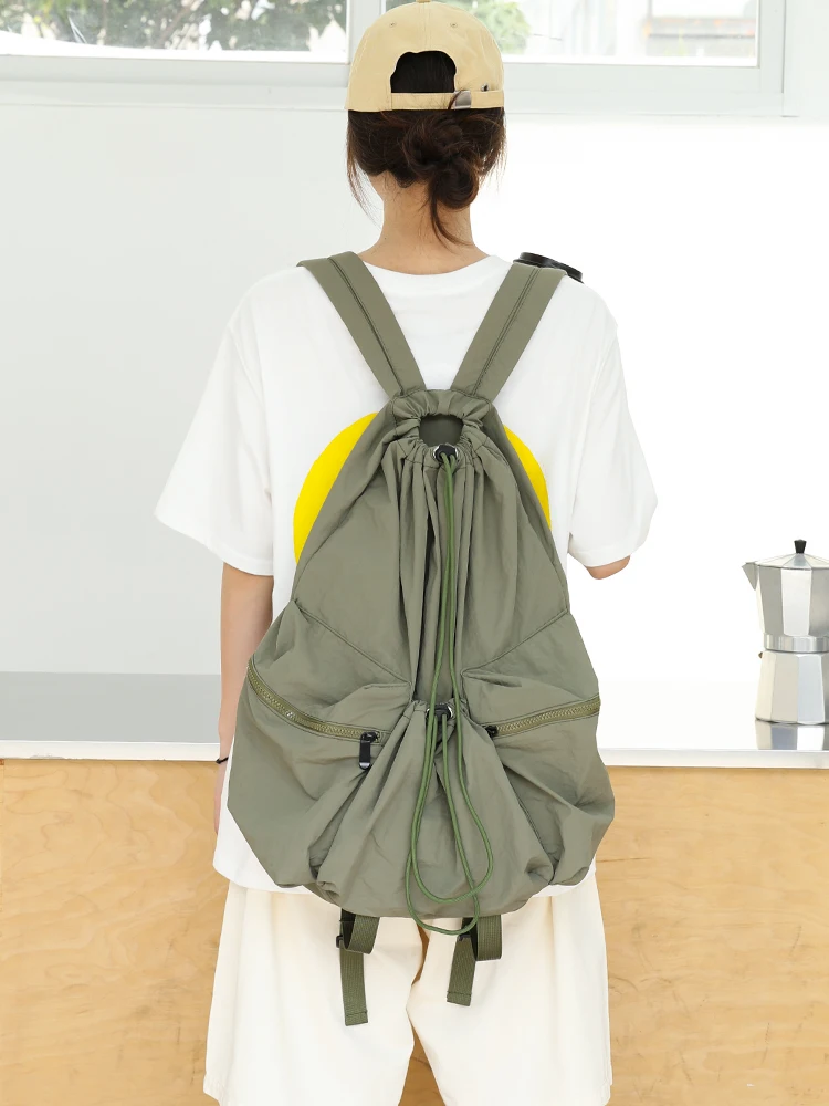 

Fashion Drawstring Nylon Backpacks With Drawstring Design, Versatile And Waterproof Large Capacity Portable Travel Bag For Women