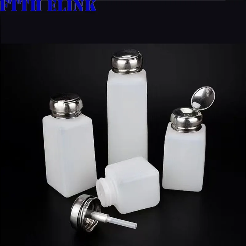 Botella de alcohol de tipo prensado, bomba gruesa de 120ml, 200ml, 250ml, 500ml, herramientas FTTH de limpieza de fibra, eliminador de pulido anticorrosivo