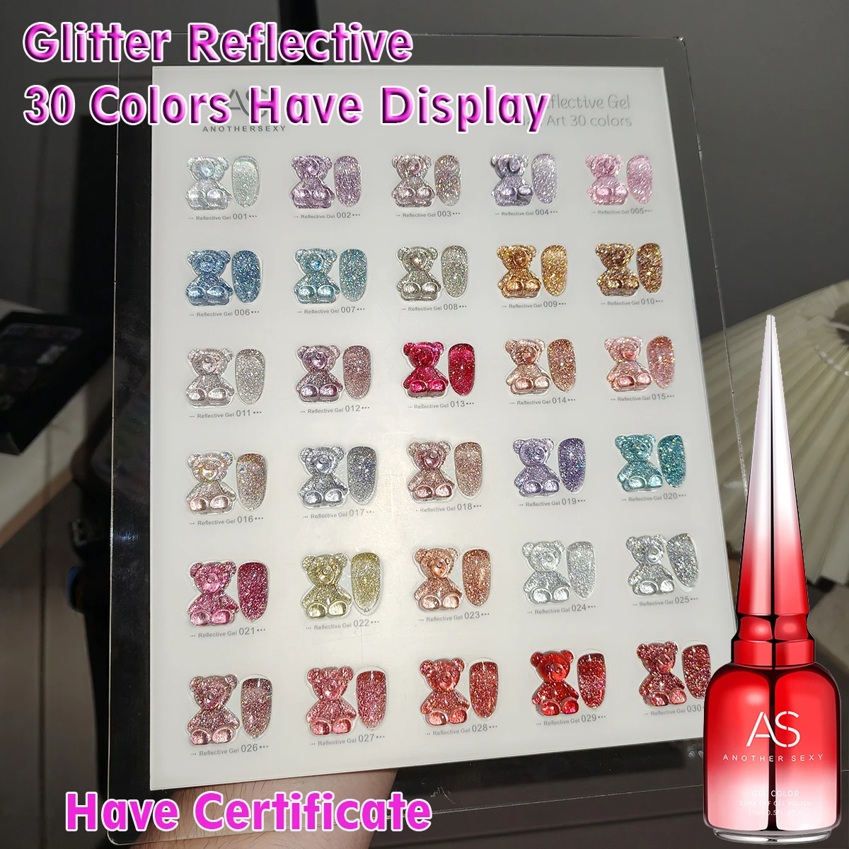 AS EU stander 30 Color/Set Glitter Broken Diamond Gel Nail Polish Shiny Galaxy UV Soak Off Reflective Gel Varnish Flash Gel Lack