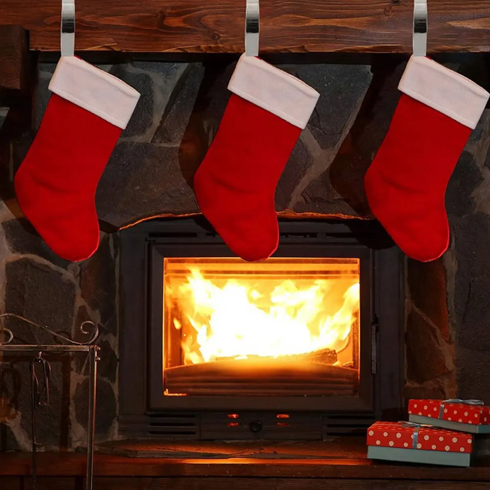 

4pcs Metal Christmas Sock Hooks Zinc Alloy Fireplace Hanging Stocking Holders For Mantel Garland Wreath Decoration