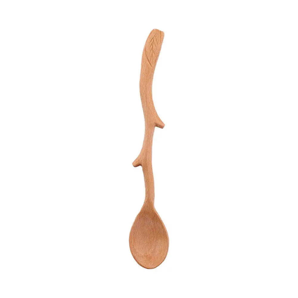Forma de ramo alça longa cozinhar talheres de mistura colher de madeira colher de sopa utensílio de cozinha colher de agitação
