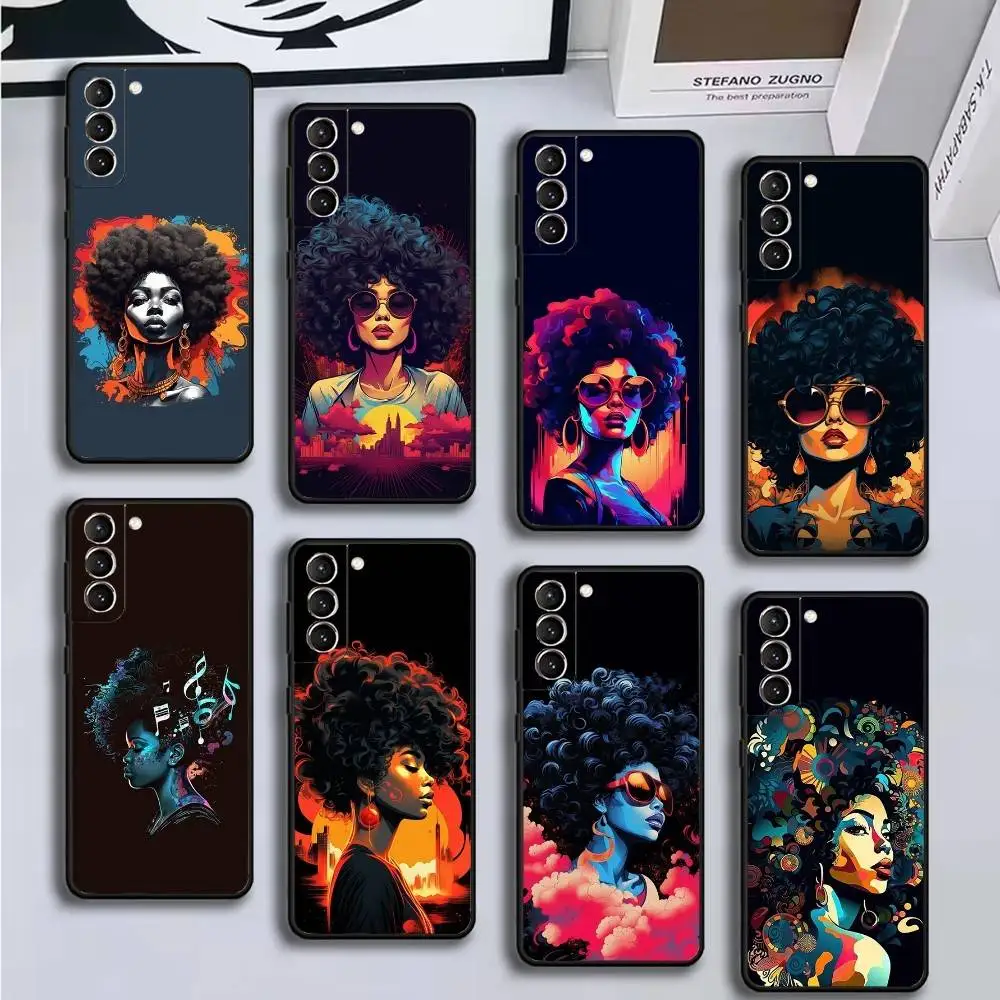 

Colorful Art African Girl Phone Case For Samsung GalaxyA13,21s,22,31,32,52,53,71,72,73,Soft Black Cover