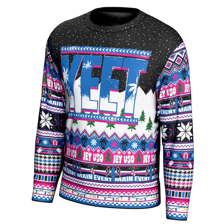 Men's Black Jey Uso Ugly Sweater Simple And Fashionable Versatile Soft And Close Fitting Suitable For Christmas Movie Night