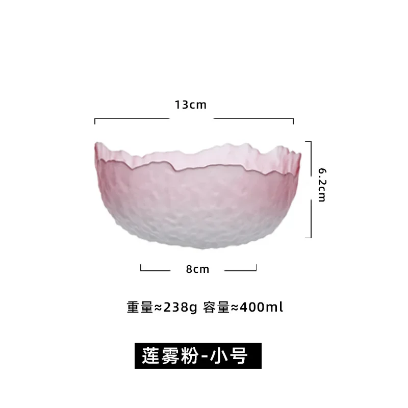 Transparent Glass Bowl Set Tableware Gradient Color Fruit Salad Dessert Bowl Home Living Room Cute Breakfast Bowl Vegetable Tray