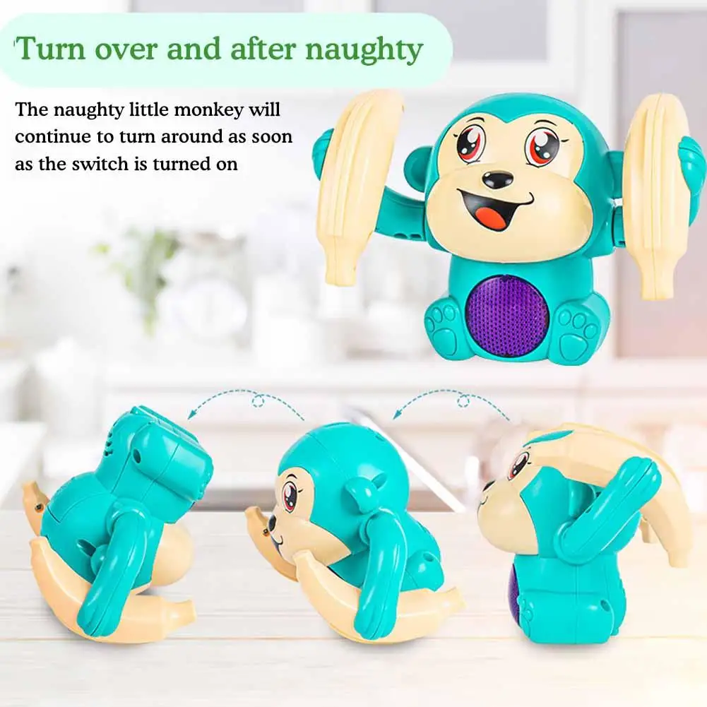 Electric Tumbling Monkey Learning To Climb Induction Monkey Cartoon Control Toys Light Rolling Puzzle Toys Music Kids Voice M3O4