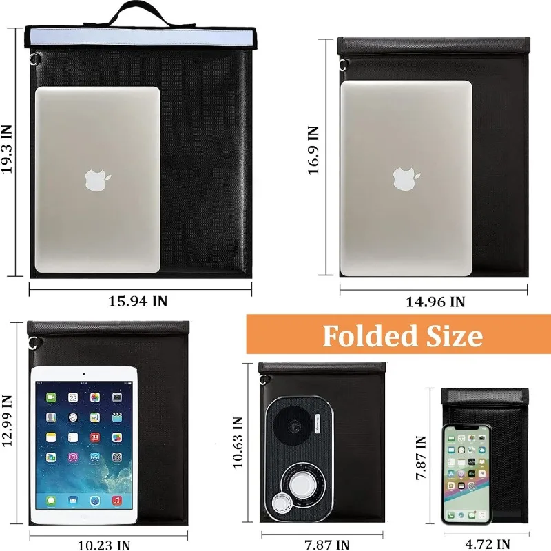 Fire-retardant Faraday Bag Shield RFID Cell Phone Signal Blocking Anti-tracking GPS Location EMF Protection Info Security Cover