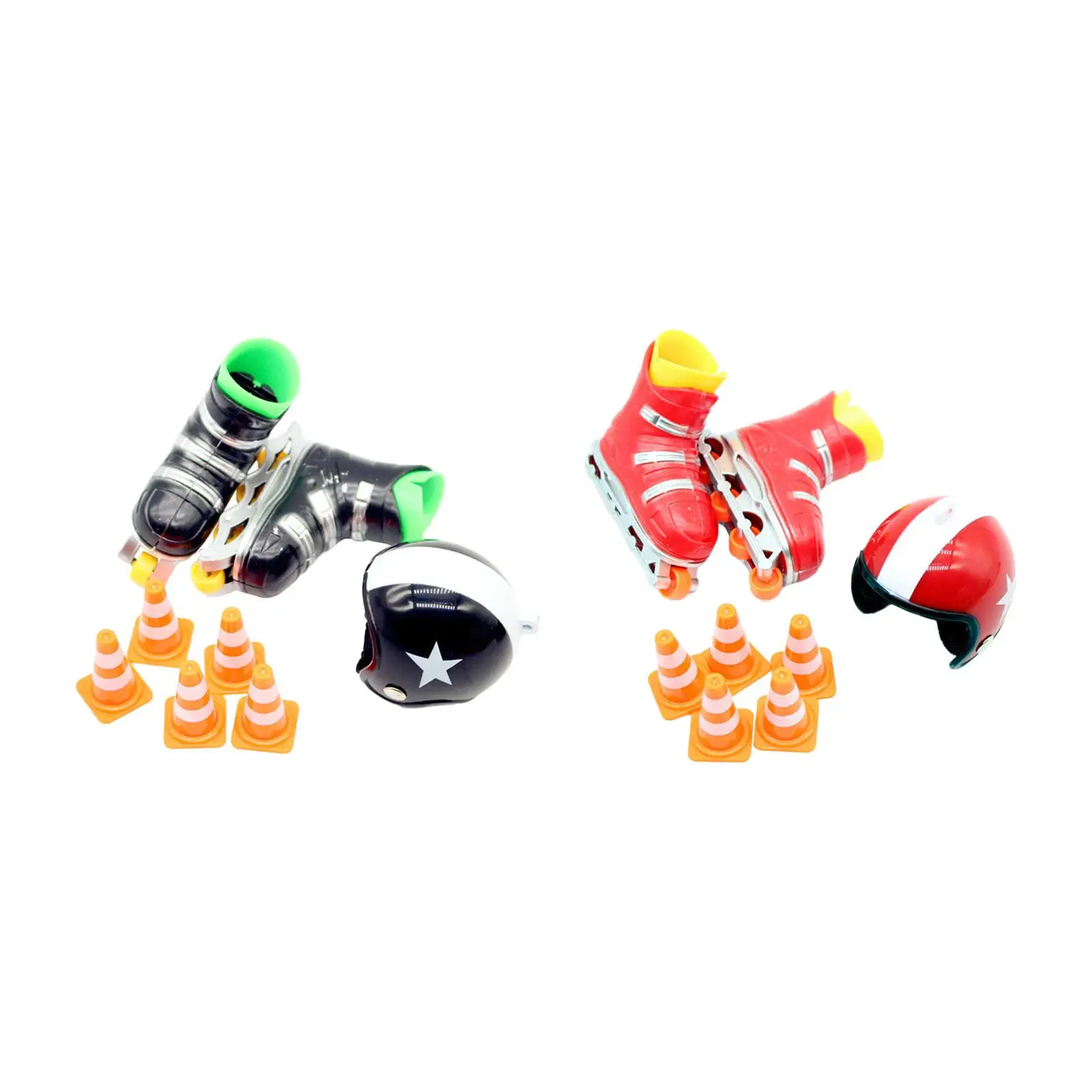 Dollhouse Skates Set Miniature Dollhouse Accessories Decoration DIY Scene Model Dollhouse Helmet Roadblock Set for Doll House