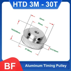 30 Teeth HTD 3M Timing Pulley Bore 4-17mm 3M-30T BF Aluminium Synchronus Keyway Pulley Wheel For Width 6/10/15mm 3M Timing Belt