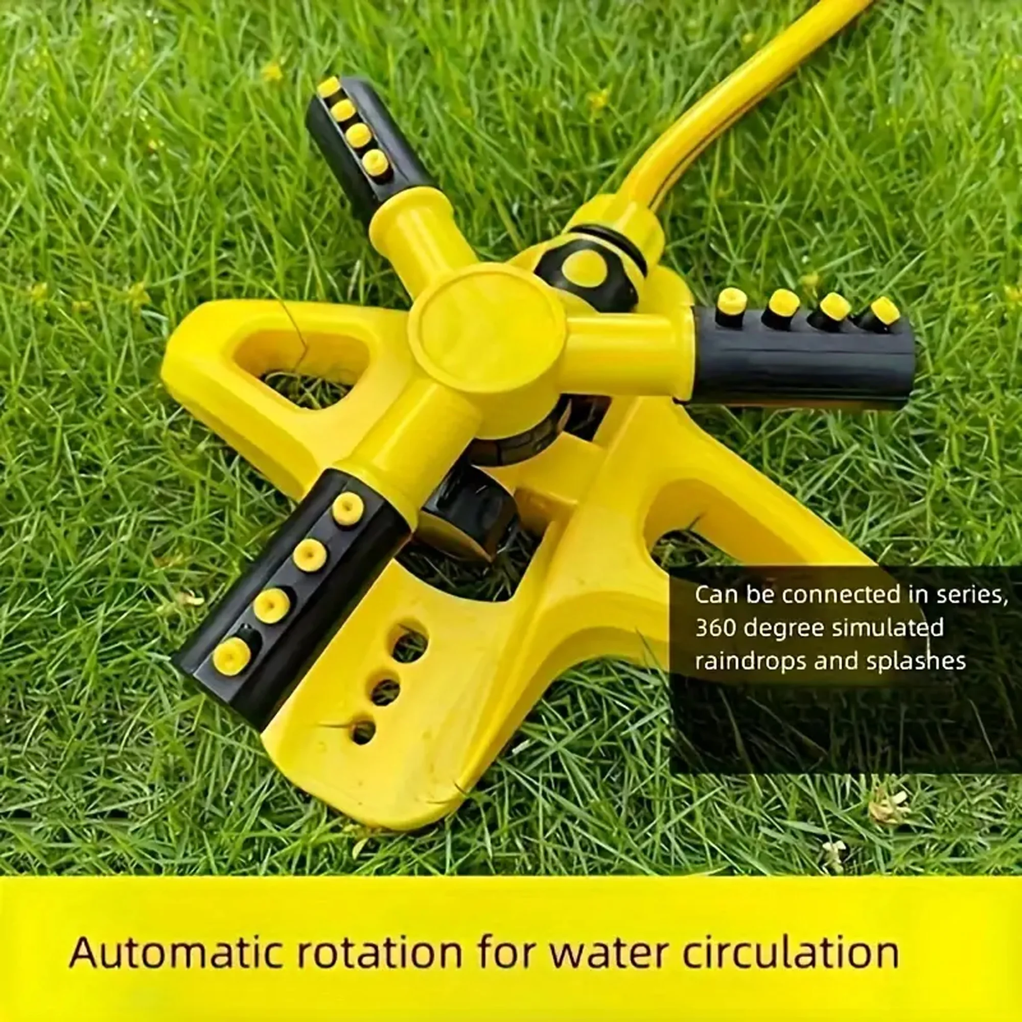 360° Rotating Lawn Sprinkler With 3 Adjustable Arms Automatic Garden Water Sprayer Large Coverage Yard Irrigation Tool