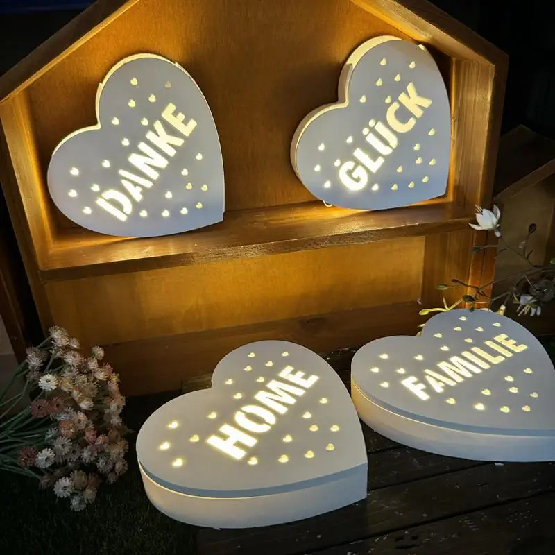 Hollow Splicing Love Silicone Mold DIY Light Hearts Various Selectable Lettering Casting LED Light Chain Resin Molds Home Decor