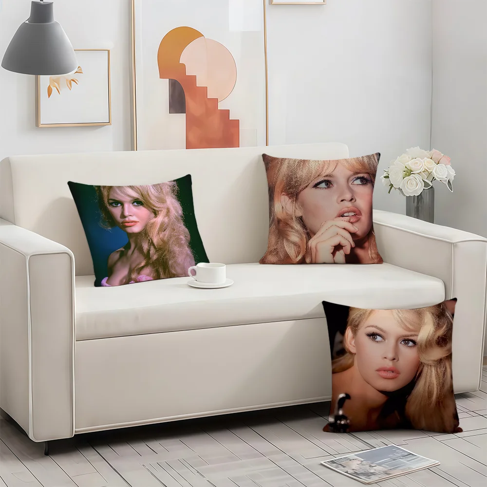 Funda de cojín B-Brigitte modelo B-Bardot, regalos de aniversario de cumpleaños, funda de cojín con cremallera impresa de doble cara, ropa de cama de piel suave