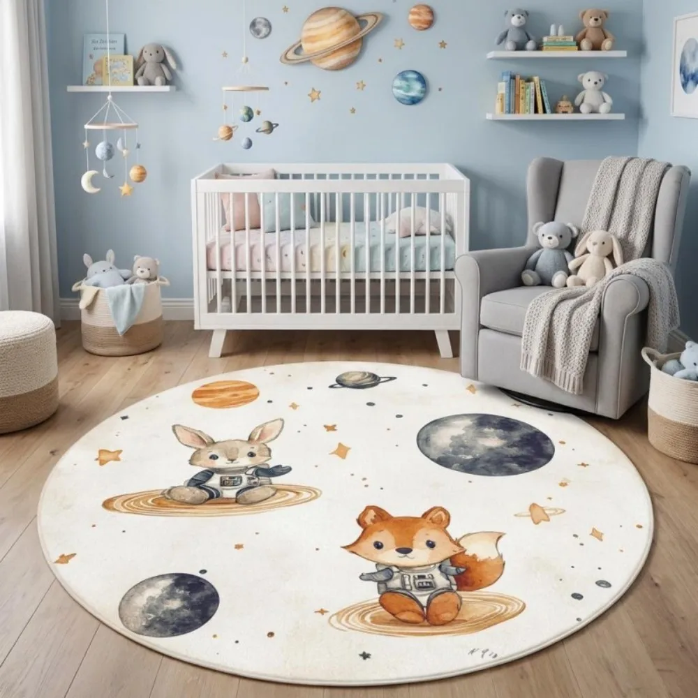 Space Astronaut Animals Round Rug Perfect For Bedroom living room Cloakroom Floor Mat Area Rug Home Decor Mat