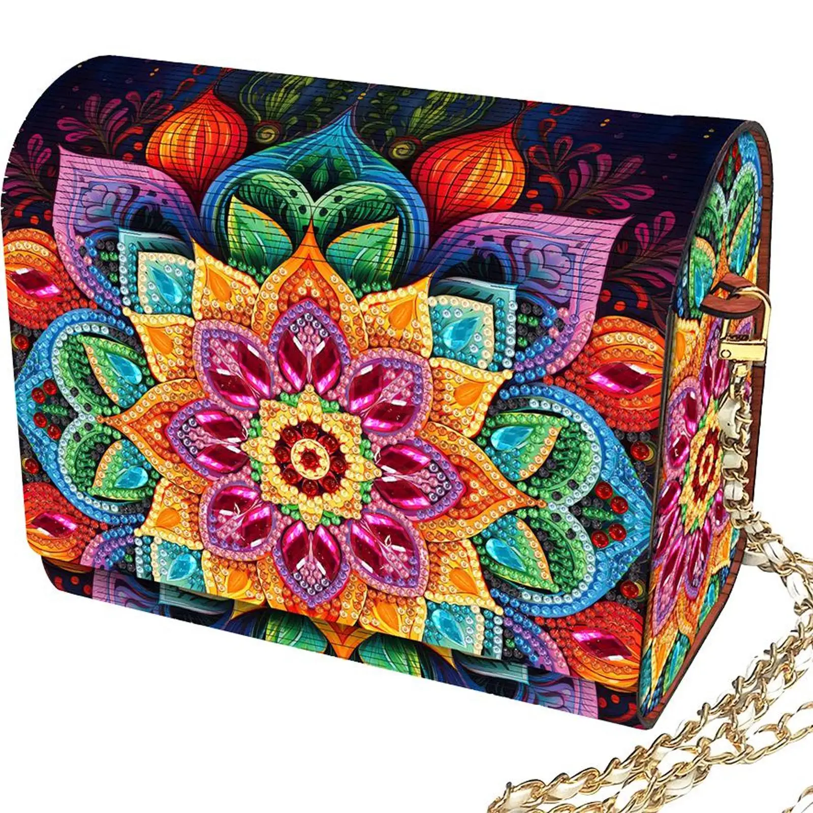

DIY Мандала Алмазное искусство Деревянный мешочек для монет с цепочкой 5D Алмазная картина Кошелек