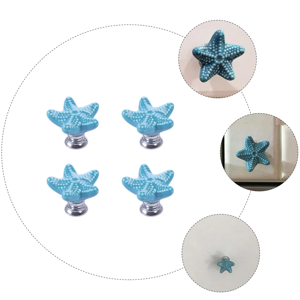 

4Pcs Sea Drawer Knobs Durable Cabinet Door Pull Handles Wardrobe Handle Home Use Door Pull Handle