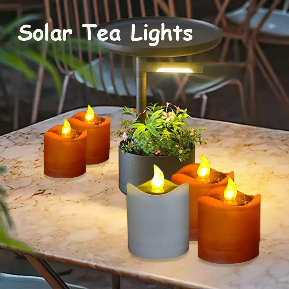 

Solar Tea Lights Outdoor LED Candle Light Waterproof Garden Decoration Landscape Terrace Lamp Simulation Flameless Holiday Decor