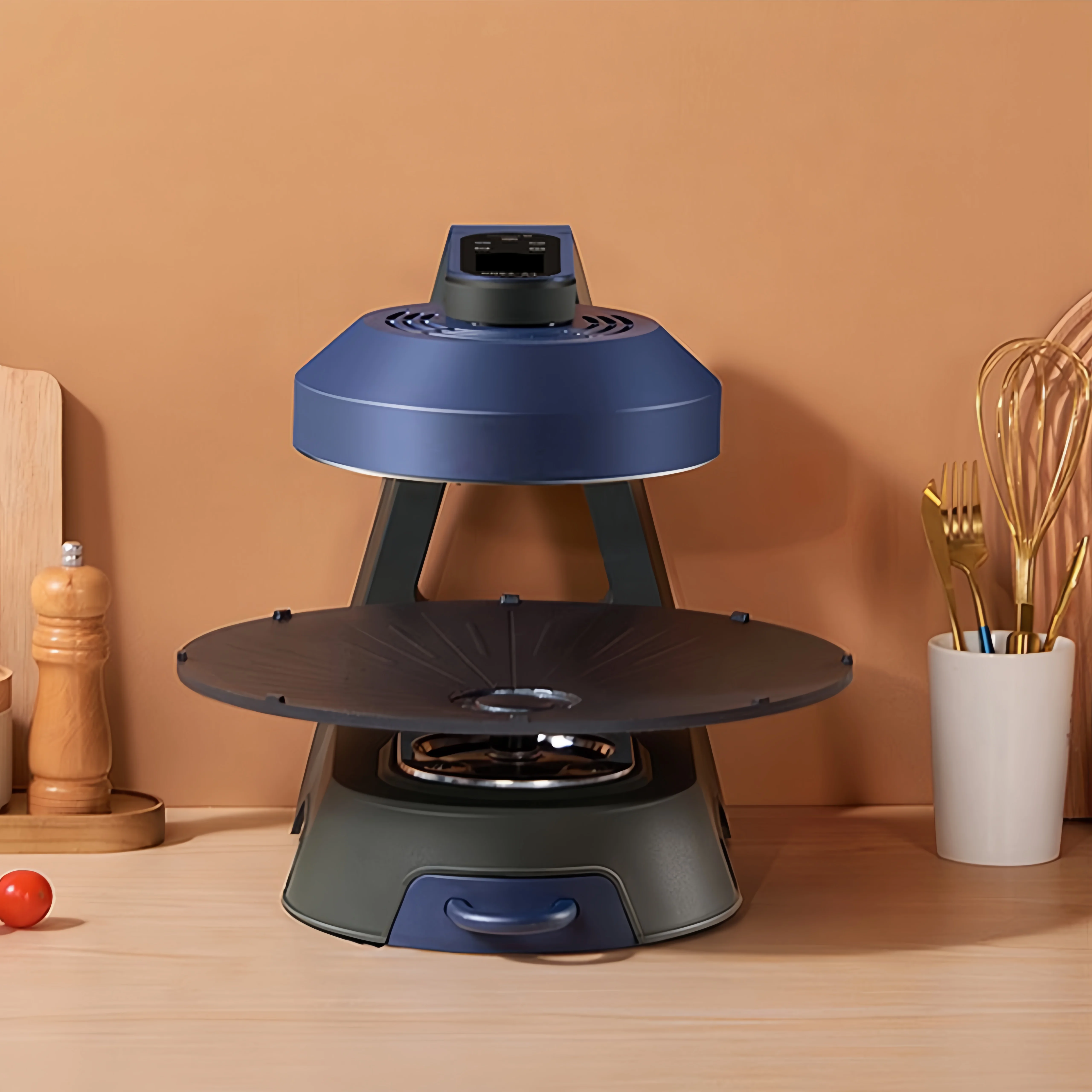 

Печь для барбекю, автоматическая вращающаяся машина, бездымный электрический противень, комнатная машина для барбекю для дома, 110 В/220 В