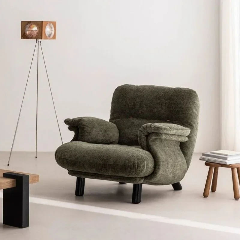 Vintage Sofa Chair Straight Row High-Leg Sofa Creative Small Apartment Fabric Leisure Sofa