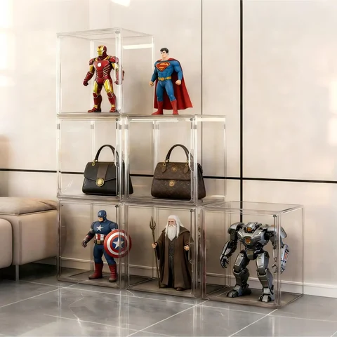 Acrylic Display Box, Clear Stackable Storage Case Bins Organizer for Blind Box Toy Collectible Cosmetic Makeup Figure