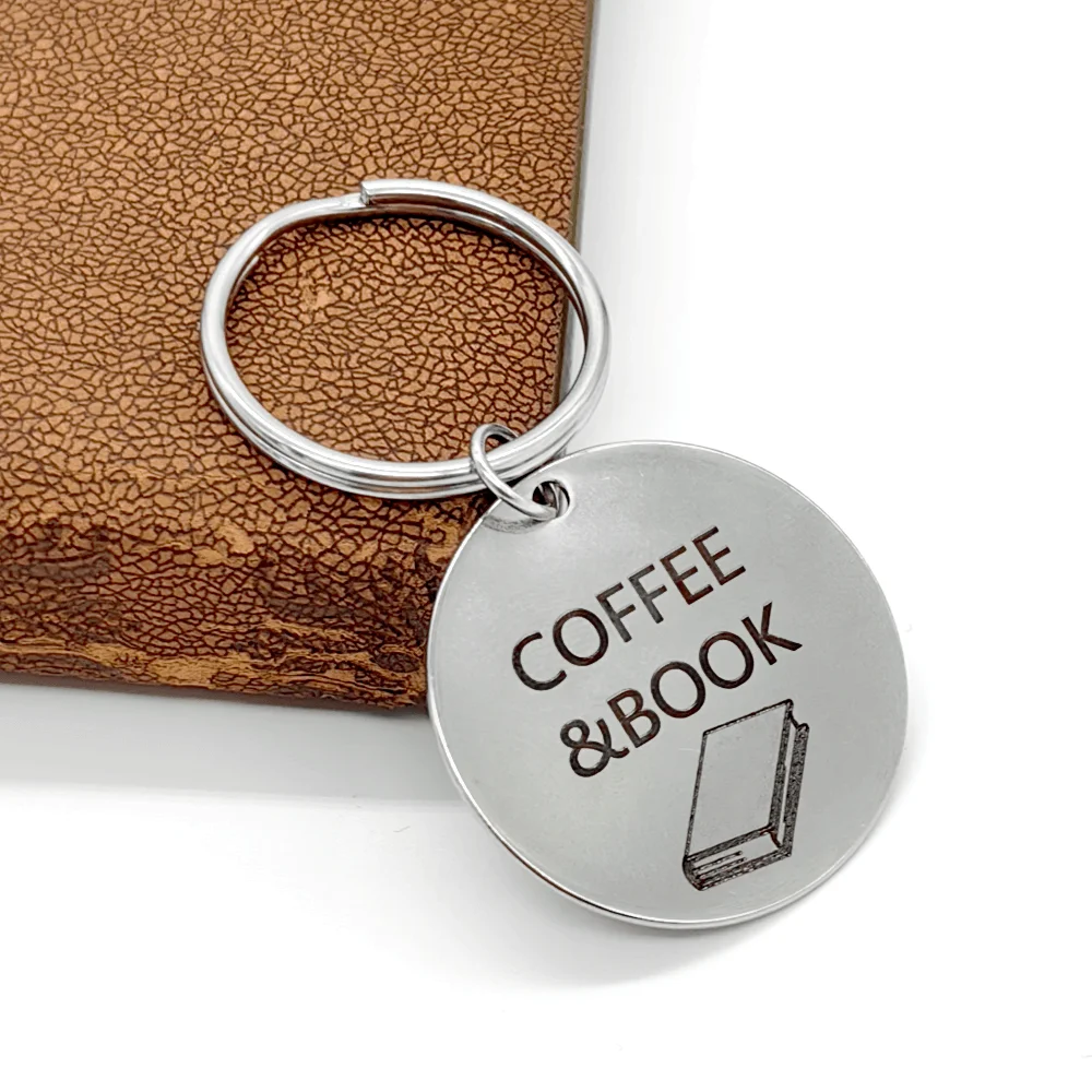 1pc Stainless Steel Coffee Book Keychains For Men Women Appreciation Friendship Jewelry Gifts