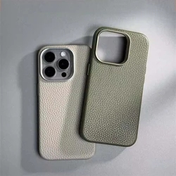 Luxury Magnetic Wireless Charging Leather Case For iPhone 16 pro 15pro max 14 15 pro 13 MagSafe Alloy Lens Protective Hard Cover