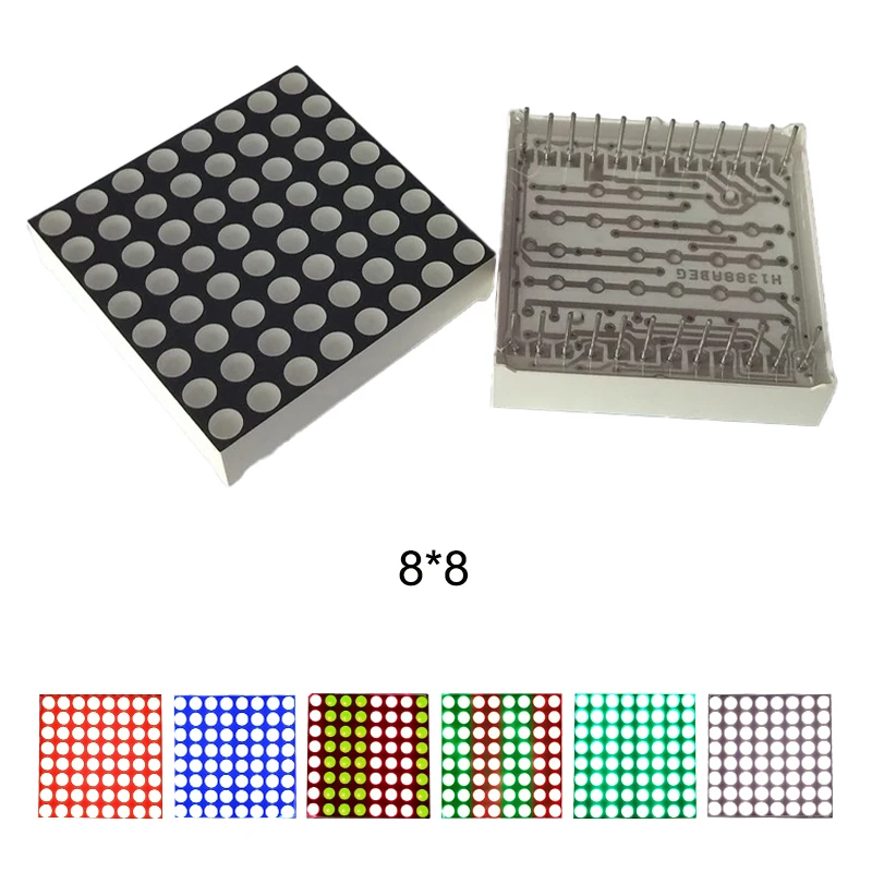 10pcs 8x8 Mini Dot Matrix LED 1088AHG Display Red Blue Green White Yellow CCommon Cathode Digital Tube 32mmx32mm 3mm DIY Kit