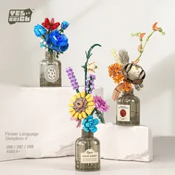 New Product 2166-2168 Flower Language Sleepless Series Desktop Decoration and Decoration Puzzle Assembly Building Block Girl Gif