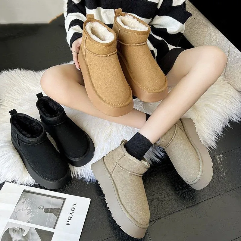 2024 New Classic Thickened Fluff Women's Snow Boots Comfortable Warm Ankle Boots Women Winter Ladies Shoes Chunky Botas Mujer