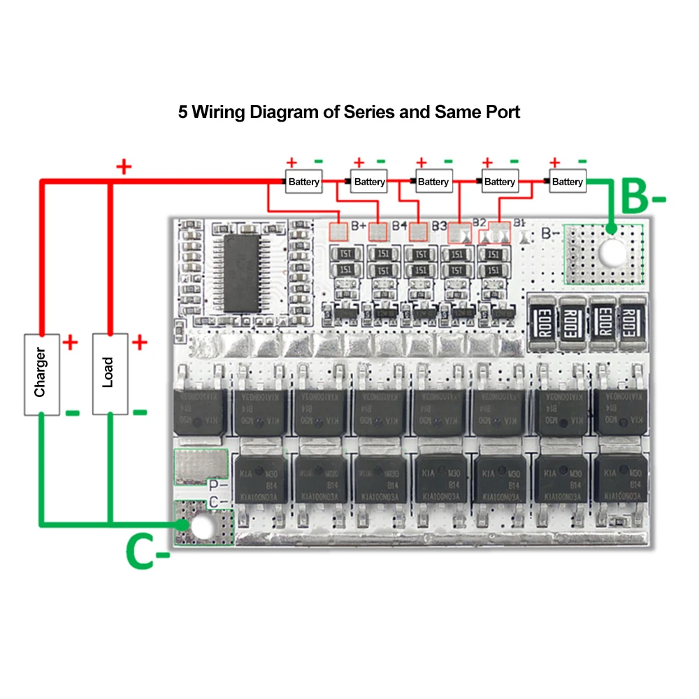 3S/4S/5S BMS 12V 16.8V 21V 100A LiFePO4 Ternäre Lithium-Batterie-Schutzschaltung Li-Polymer-Balancier-Lademodul – Detail 5