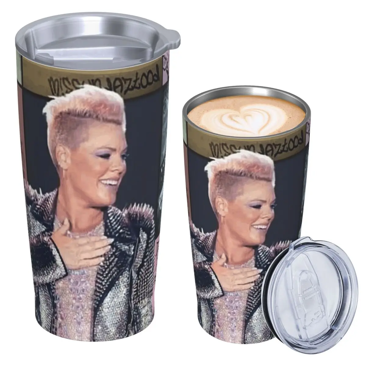 Pink P!nk Cool Singer Country Music Stainless Steel Tumbler Vacuum Insulated Mug Thermal Cold Cup Straw With Lid 20oz