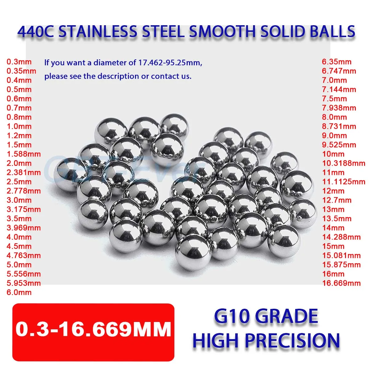 

1-500Pcs Dia 0.3-16.669mm 440C Stainless Steel Smooth Solid Balls G10 Grade High Precision Bearings Roller Beads Anti-corrosion