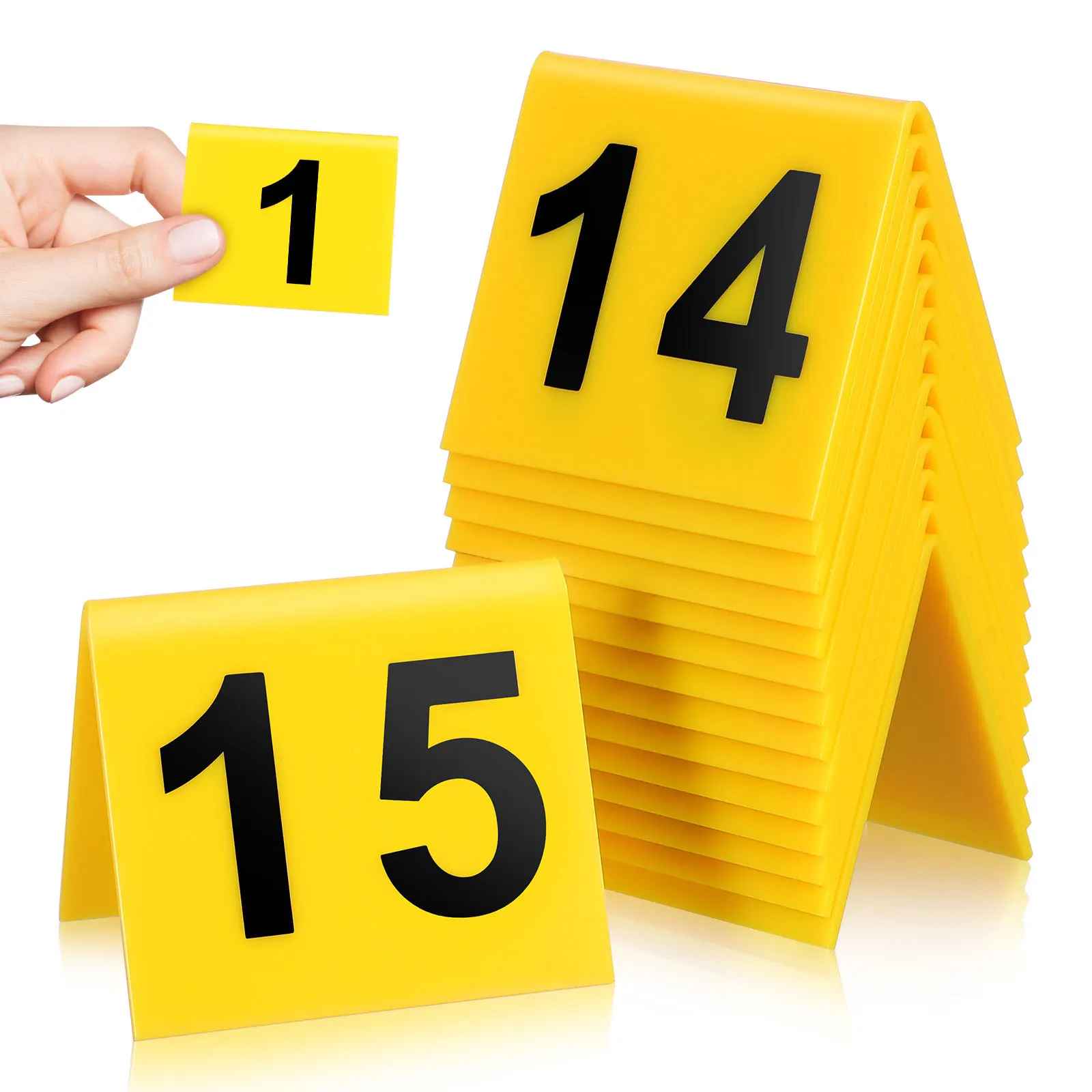 

15Pcs Table Number Signs Stable Triangular Evidence Markers Multi-Function Crime Scene Number Markers Restaurant Desktop Game