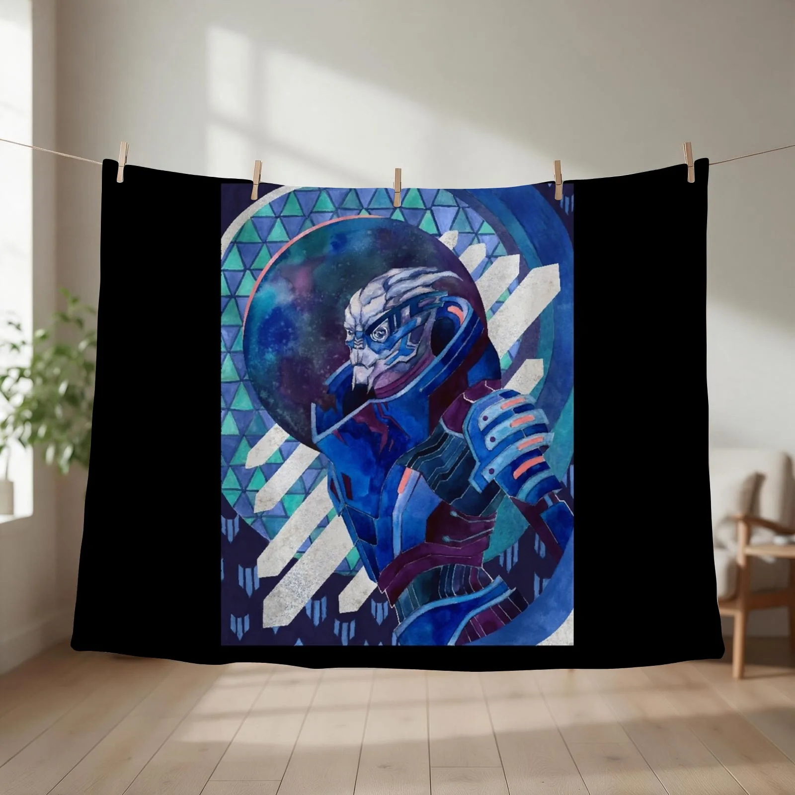 Garrus Vakarian Throw Blanket couch cozy soft plush fuzzy picnic outdoor blanket