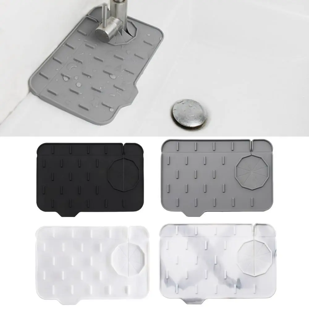Washable Faucet Absorbent Mat Silicone Drain Pad Splash Catcher Splash-proof Faucet Wraparound Dish Drying Pads Kitchen Supplies
