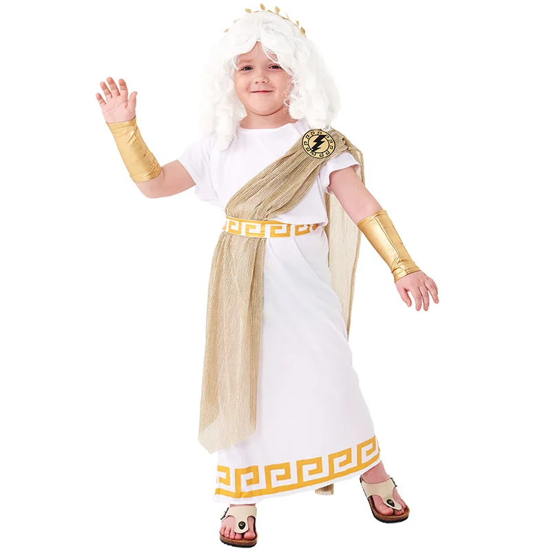 Carnival Halloween Boy Grecian Pharaoh Robe Costume Arab Sheik Toga Spooktacular Cosplay Fancy Party Dress