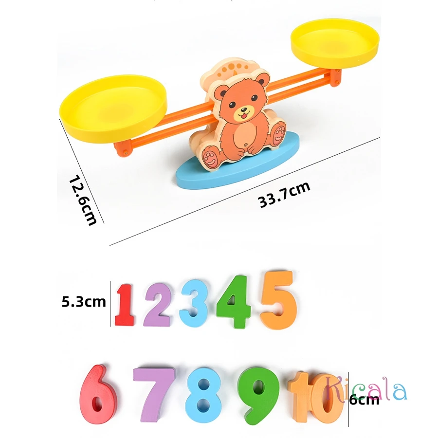 ألعاب الرياضيات الخشبية للأطفال موازين التوازن للأطفال رياض الأطفال مونتيسوري التعليم المبكر وزن ألعاب ألغاز هدية #6