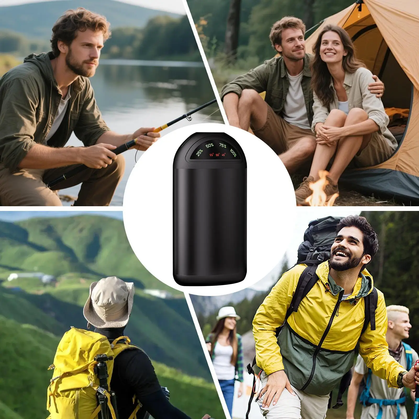 Heated Hand Warmers Rechargeable Hand Heater Power Bank 5000mAh With Lights Portable 3-Level Temperature Pocket Heater For view 2