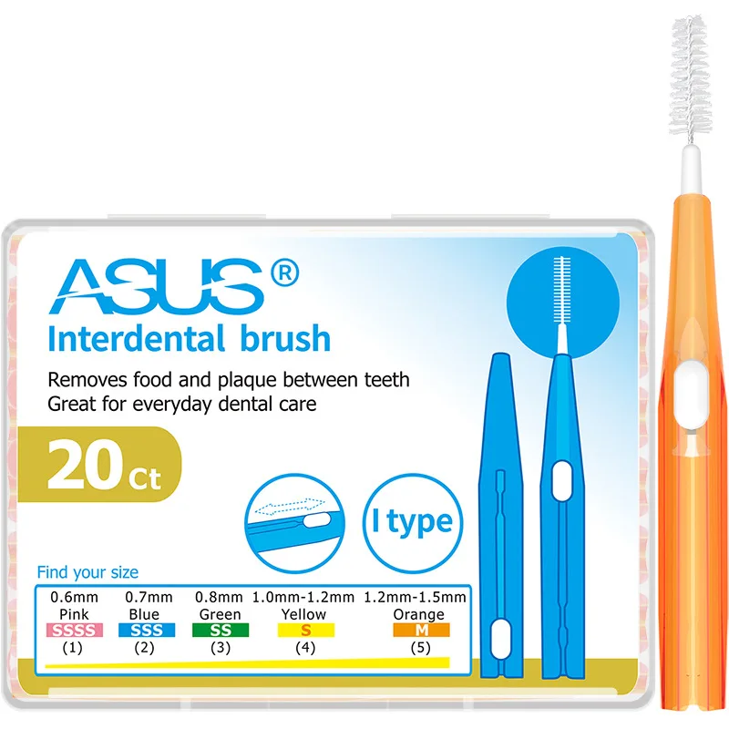 20ชิ้นแปรงสีฟันหดได้0.6-1.5มม. อุปกรณ์ดูแลสุขภาพฟอกสีฟัน interdental ช่องเสียบทำความสะอาดฟันทันตกรรมจัดฟัน