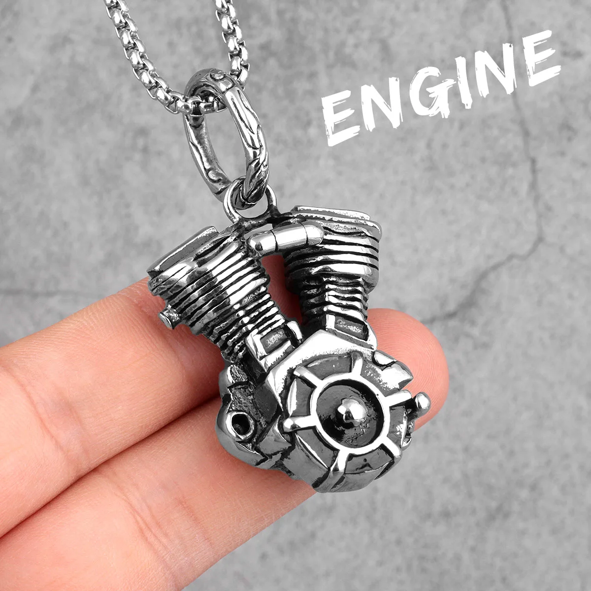 Motorcycle Engine Long Men Necklaces Pendants Chain Punk for Boyfriend Male Stainless Steel Jewelry Creativity Gift Wholesale