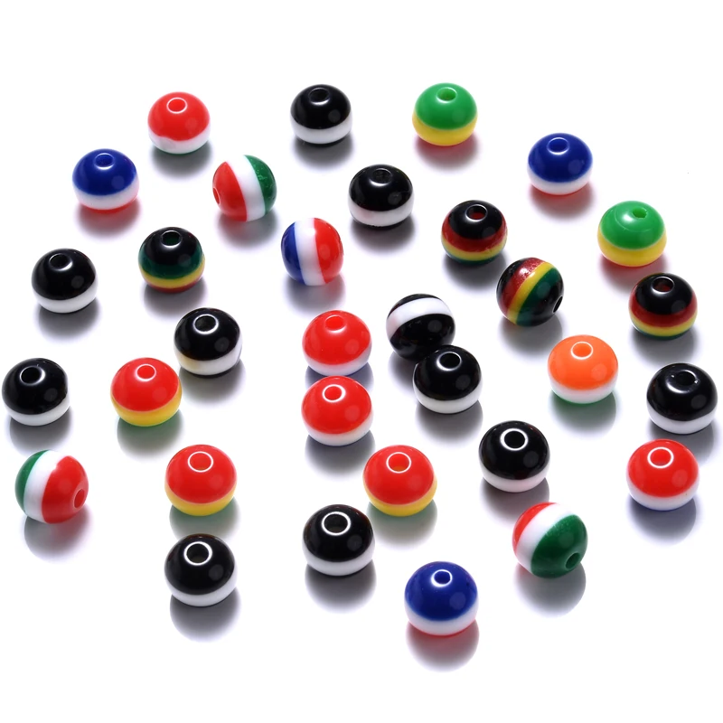 8mm 7Color 50Pcs New Style Charm Resin Spacer Bead Oval Stripe Spacer Bead For Jewelry Making DIY Handmade Accessories Wholesale