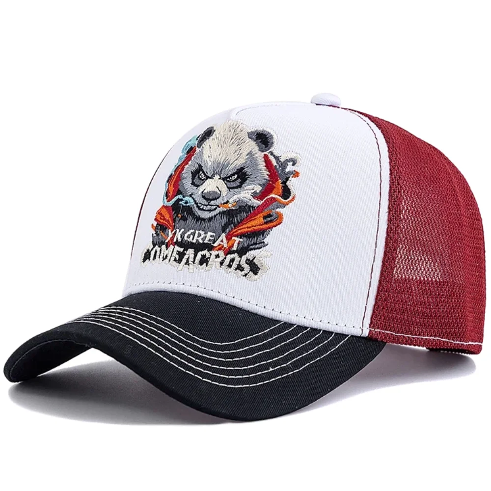 New Unisex Cool Panda Embroidered Baseball Cap Chic Trucker Hats For Men Women Breathable Streetwear Summer Outdoor Fashion Hat