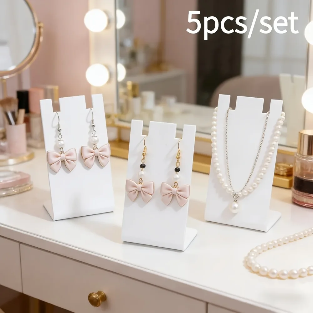 5/20pcs White Acrylic Jewelry Storage Rack Home Exhibition Jewelry Desktop Display Storage Earrings and Necklaces Display Stand