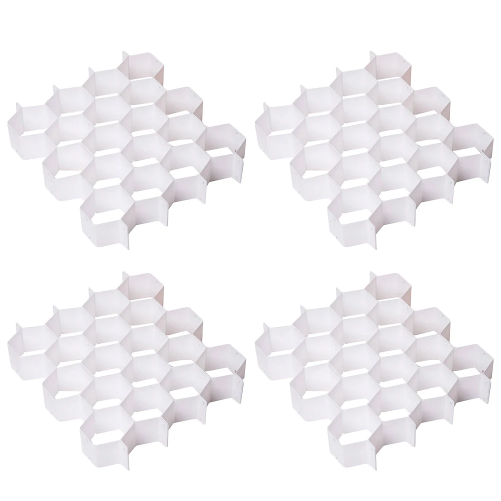 

4Sets Honeycomb Storage Partition Drawer Grid Divider Organizer Premium Plastic Movable Compartment Underwear Socks Leggings