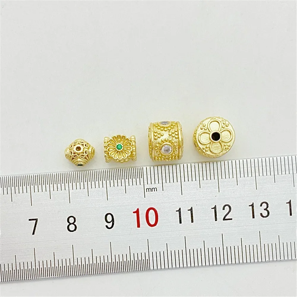 

14K Gold Peach Blossom Dragonfly Eye Bucket Bead Partition Bead Handmade DIY Bracelet Necklace Jewelry Material Accessories