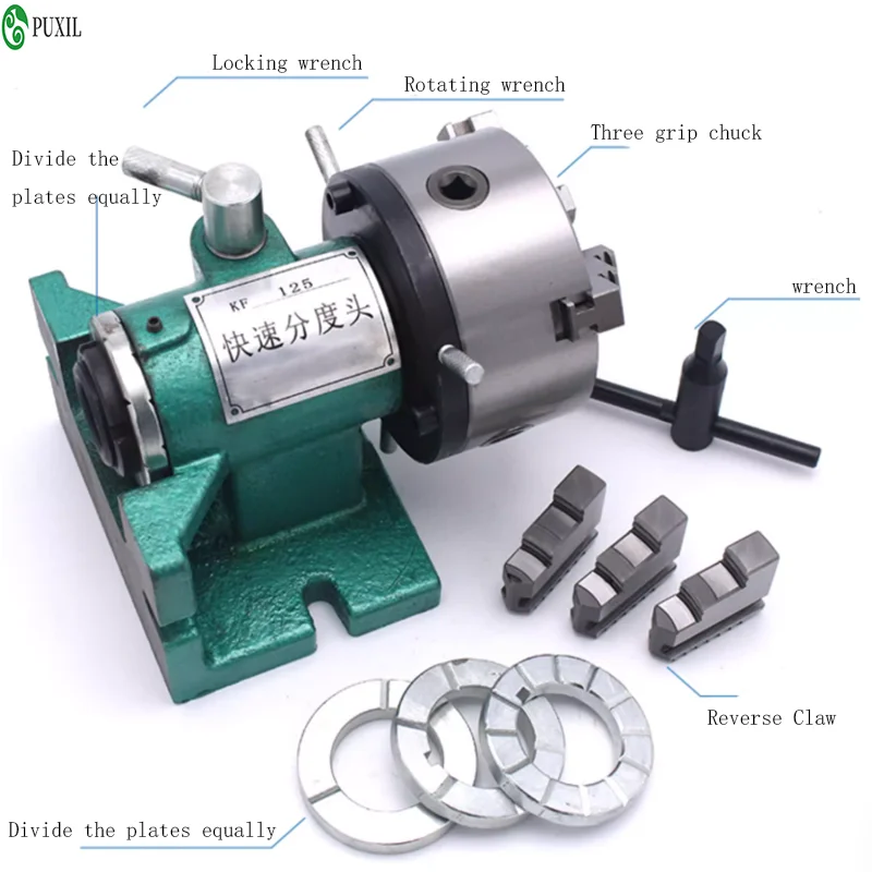 Simple Index Head with 5-inch Three-Jaw Chuck for Milling and Drilling Machine Quick Indexing