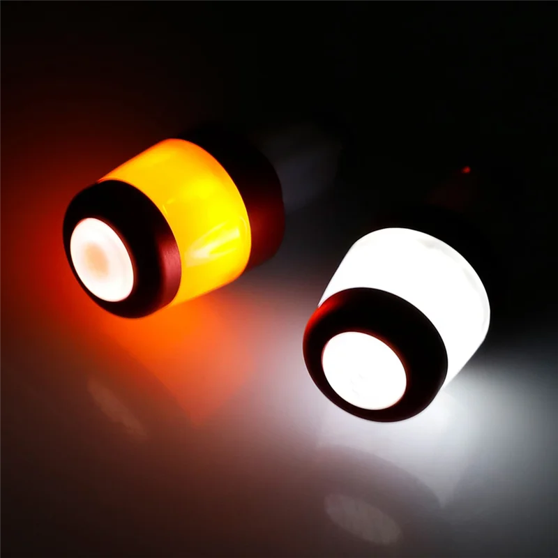 2Pcs Electric Scooter Handlebar Lights LED Warning Light Handlebar End Plugs Waterproof Turn Signal Lights Black+Orange